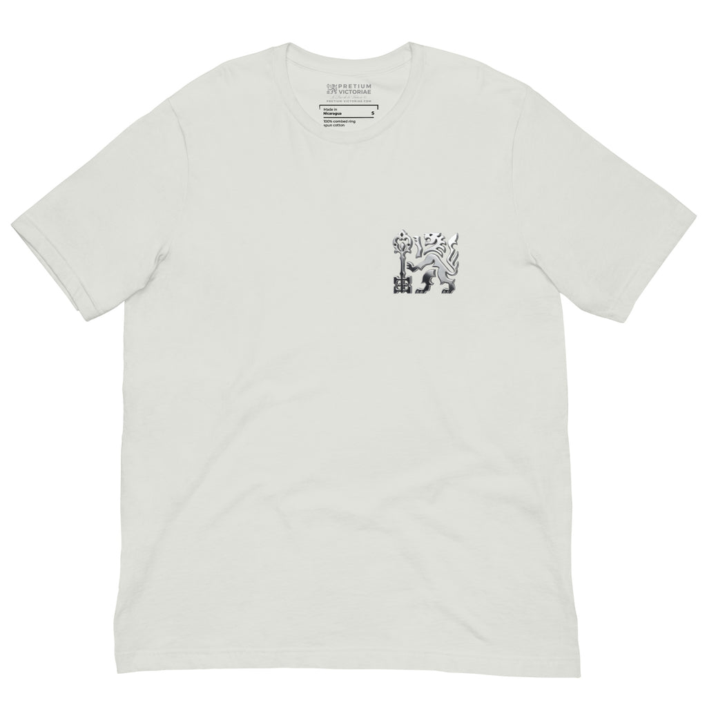 Buy Now Online Pretium Victoriae Chromium Lion The Price of Victory Staple Unisex T-Shirt Inspirational Stoic Quote Motivational - PRETIUM VICTORIAE© - https://pretium-victoriae.com