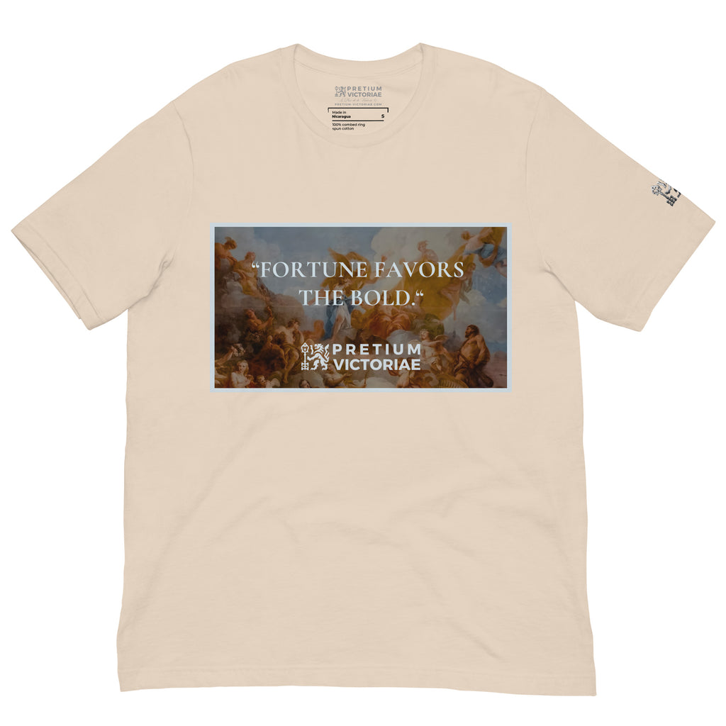 Buy Now Online PRETIUM VICTORIAE Fortune Favors the Bold Machiavelli Unisex T-shirt Inspirational Stoicism Quote Motivational - PRETIUM VICTORIAE© - https://pretium-victoriae.com