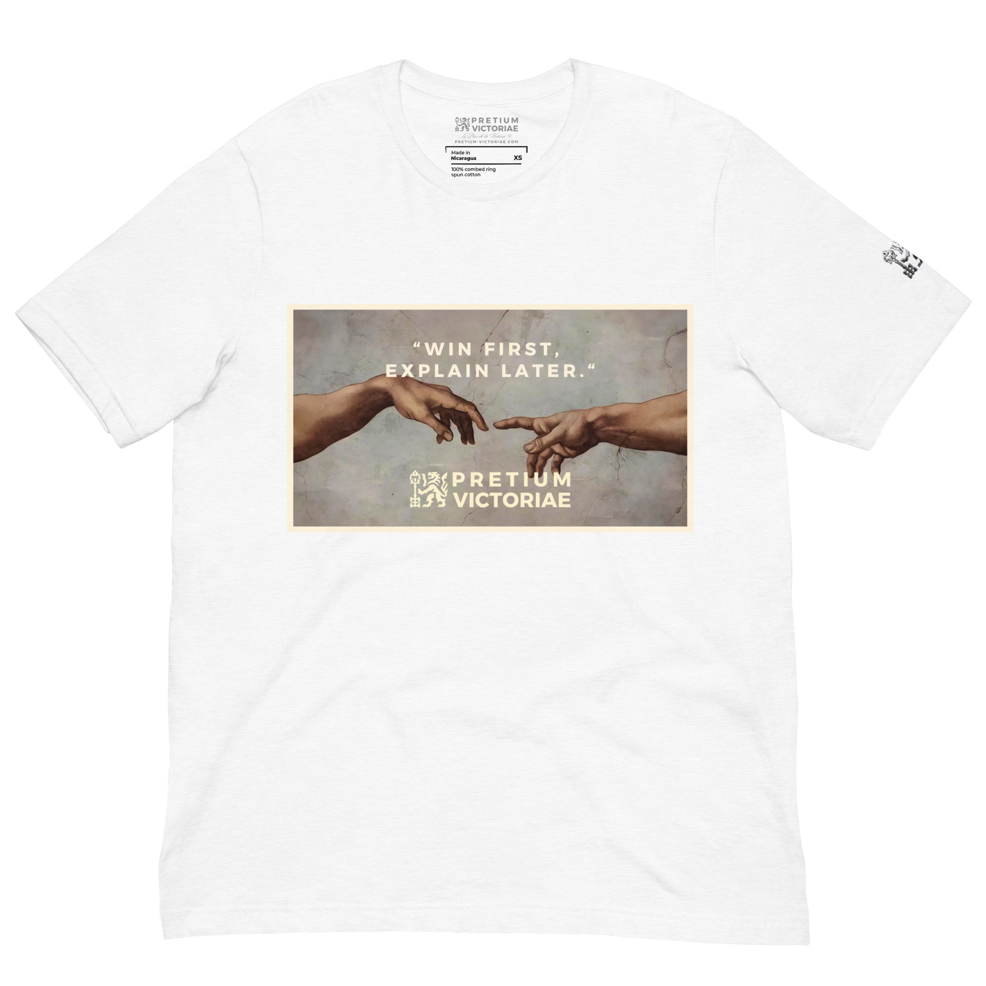 Buy Now Online PRETIUM VICTORIAE Win First Explain Later Machiavelli Unisex T-shirt Inspirational Stoicism Quote Motivational - PRETIUM VICTORIAE© - https://pretium-victoriae.com