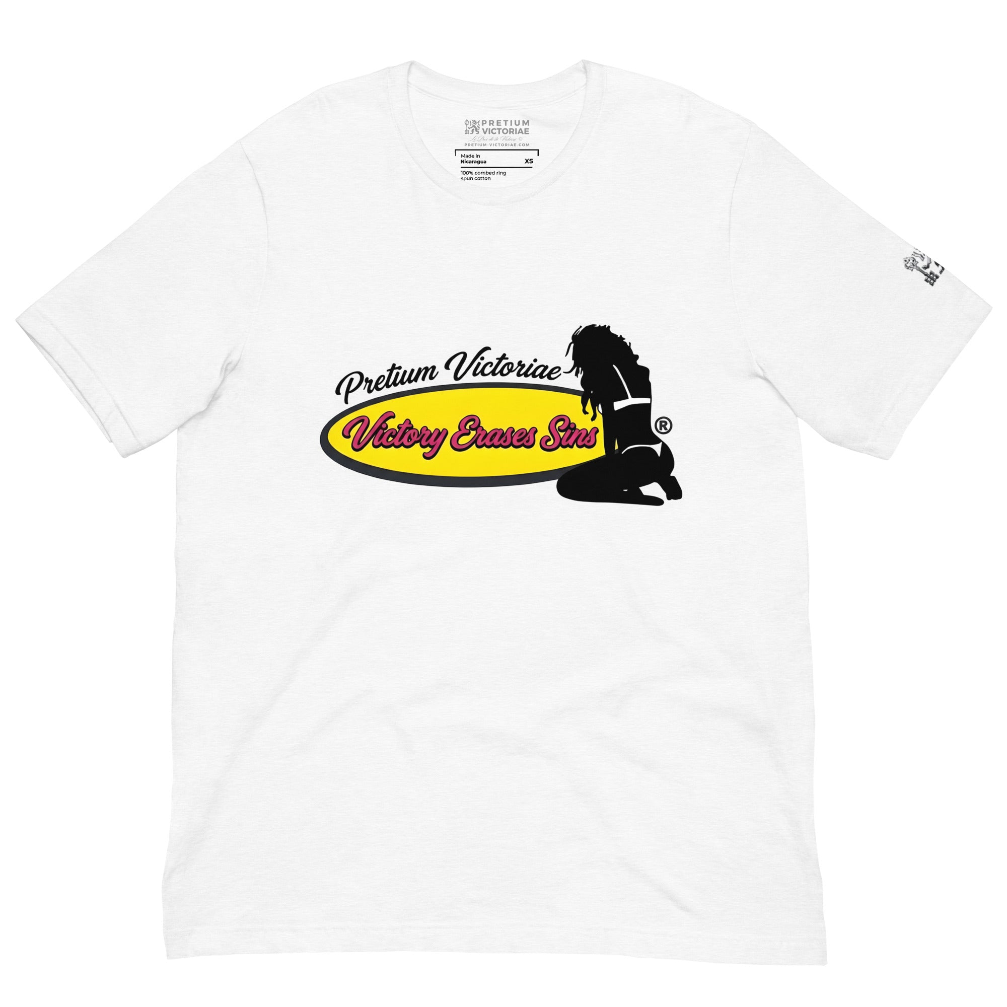 Buy Now Online PRETIUM VICTORIAE Victory Erases Sins Sexy Girl Machiavelli Unisex T-shirt Inspirational Stoicism Quote Motivational - PRETIUM VICTORIAE© - https://pretium-victoriae.com