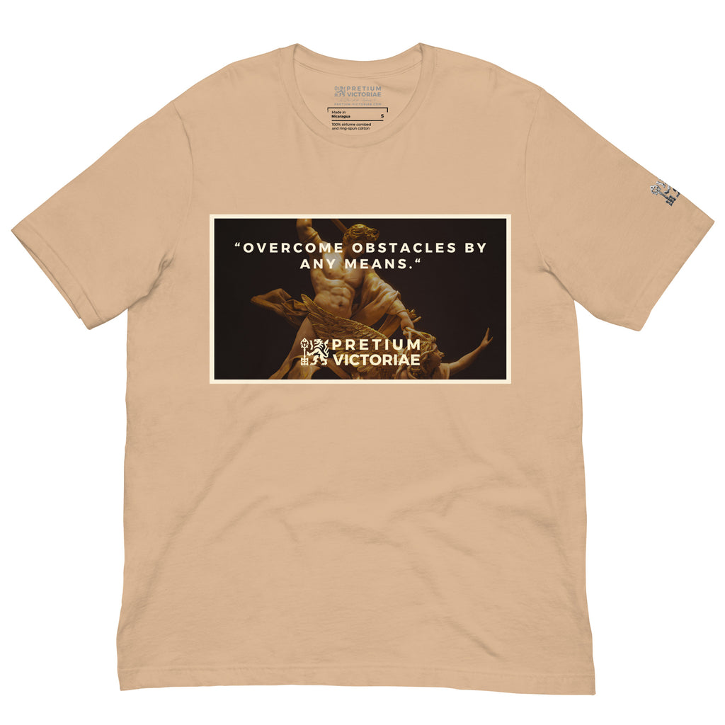 Buy Now Online PRETIUM VICTORIAE Overcome Obstales by Any Mean Machiavelli Unisex T-shirt Inspirational Stoicism Quote Motivational - PRETIUM VICTORIAE© - https://pretium-victoriae.com