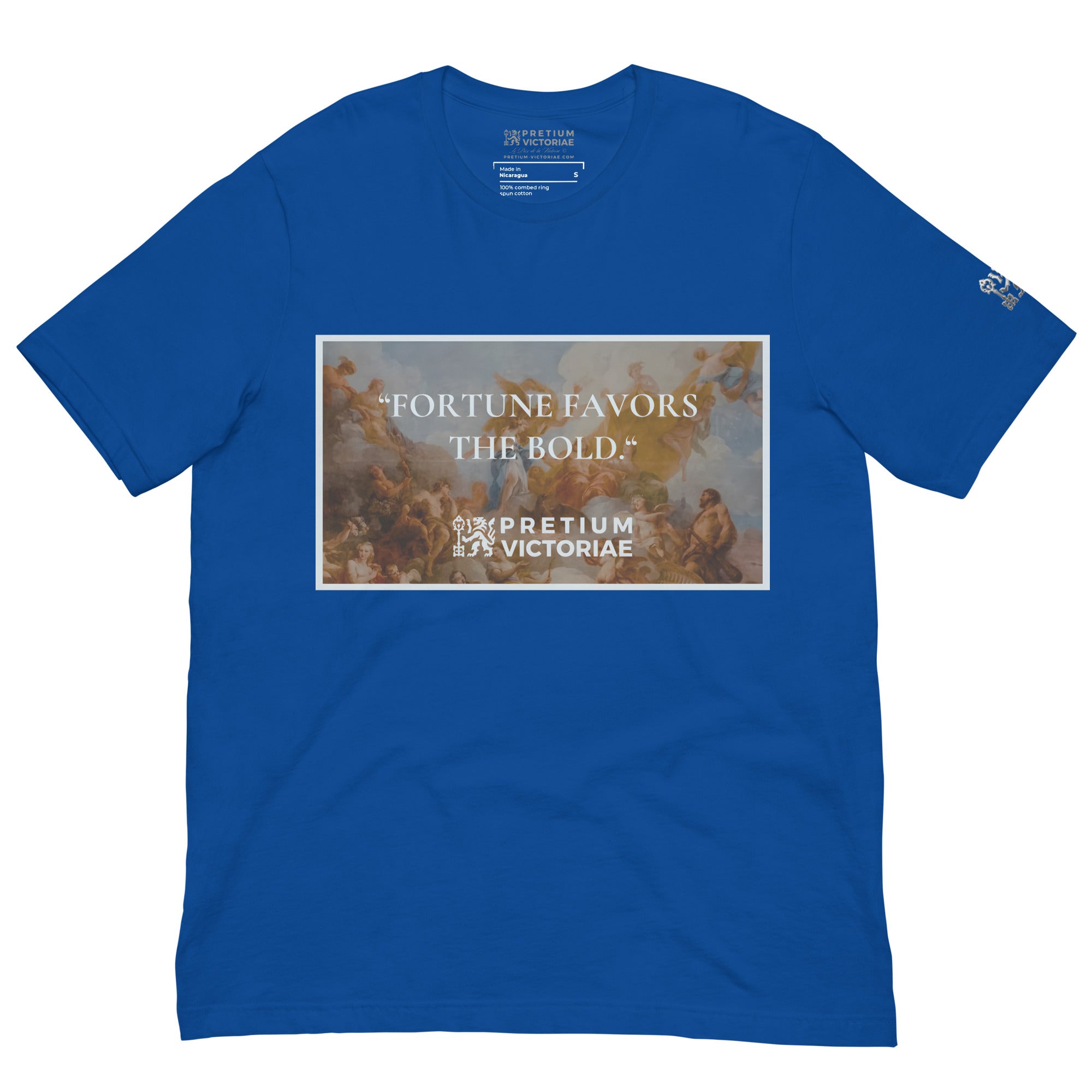 Buy Now Online PRETIUM VICTORIAE Fortune Favors the Bold Machiavelli Unisex T-shirt Inspirational Stoicism Quote Motivational - PRETIUM VICTORIAE© - https://pretium-victoriae.com