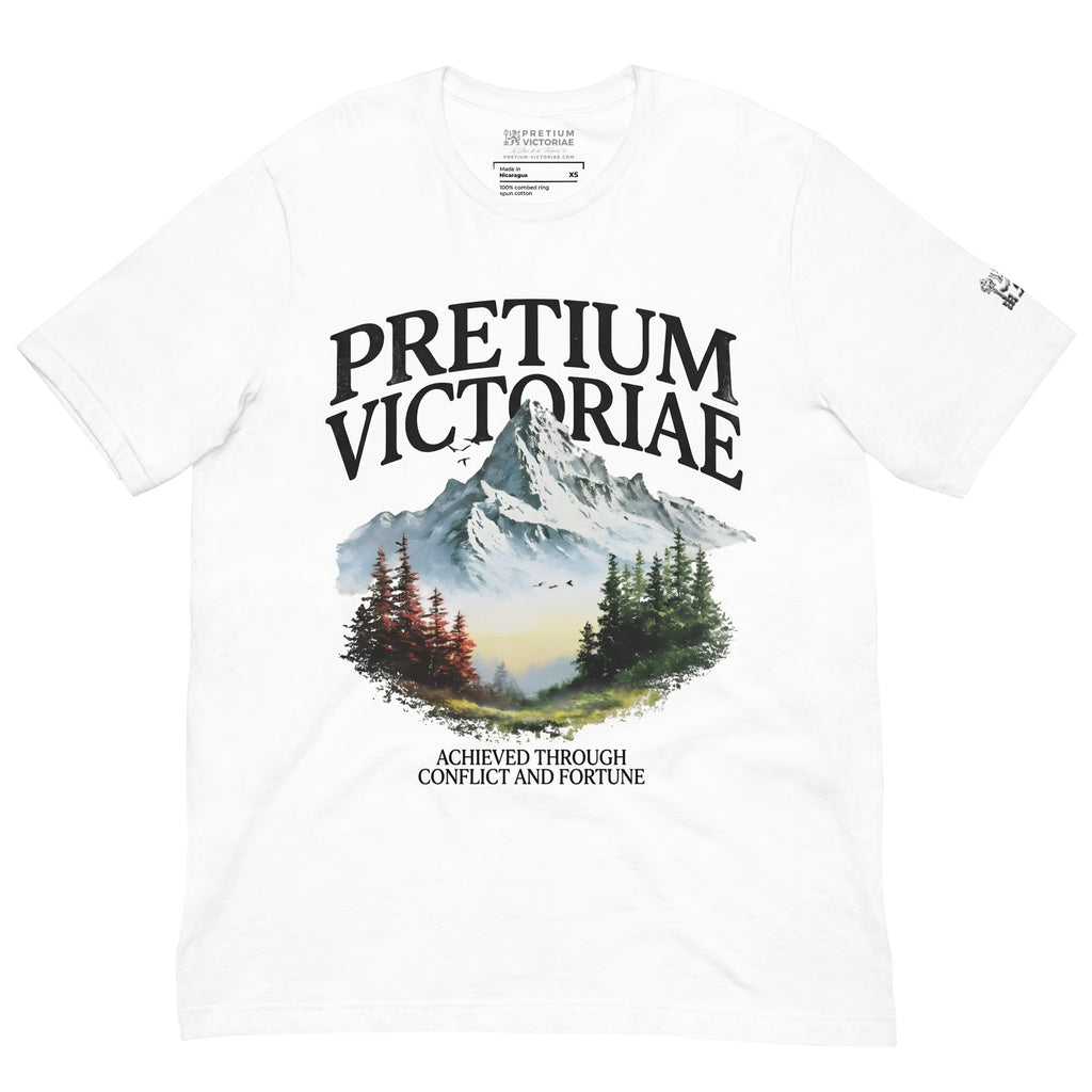 Buy Now Online PRETIUM VICTORIAE Achieved Through Conflict And Fortune Machiavelli Unisex T-shirt Inspirational Stoicism Quote Motivational - PRETIUM VICTORIAE© - https://pretium-victoriae.com