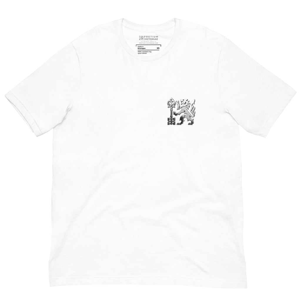 Buy Now Online Pretium Victoriae Chromium Lion The Price of Victory Staple Unisex T-Shirt Inspirational Stoic Quote Motivational - PRETIUM VICTORIAE© - https://pretium-victoriae.com