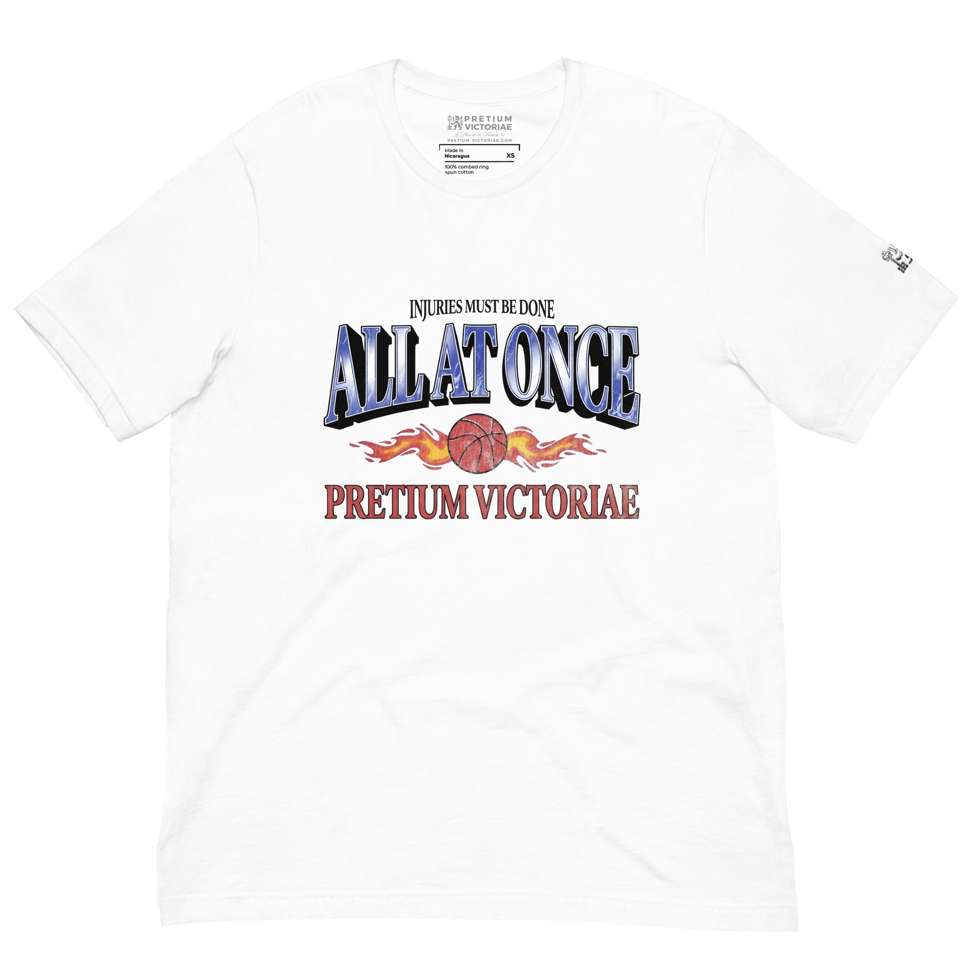 Buy Now Online PRETIUM VICTORIAE™ Injuries Must Be Done All At Once Machiavelli Unisex Basket T-shirt Inspirational Stoic Quote Motivational - PRETIUM VICTORIAE© - https://pretium-victoriae.com