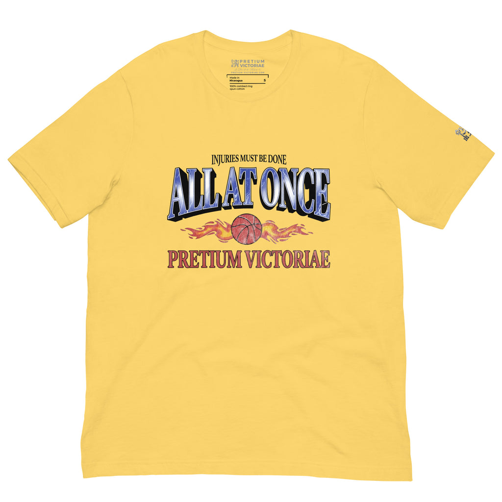 Buy Now Online PRETIUM VICTORIAE™ Injuries Must Be Done All At Once Machiavelli Unisex Basket T-shirt Inspirational Stoic Quote Motivational - PRETIUM VICTORIAE© - https://pretium-victoriae.com
